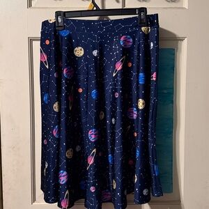 Galaxy Print Midi Skirt